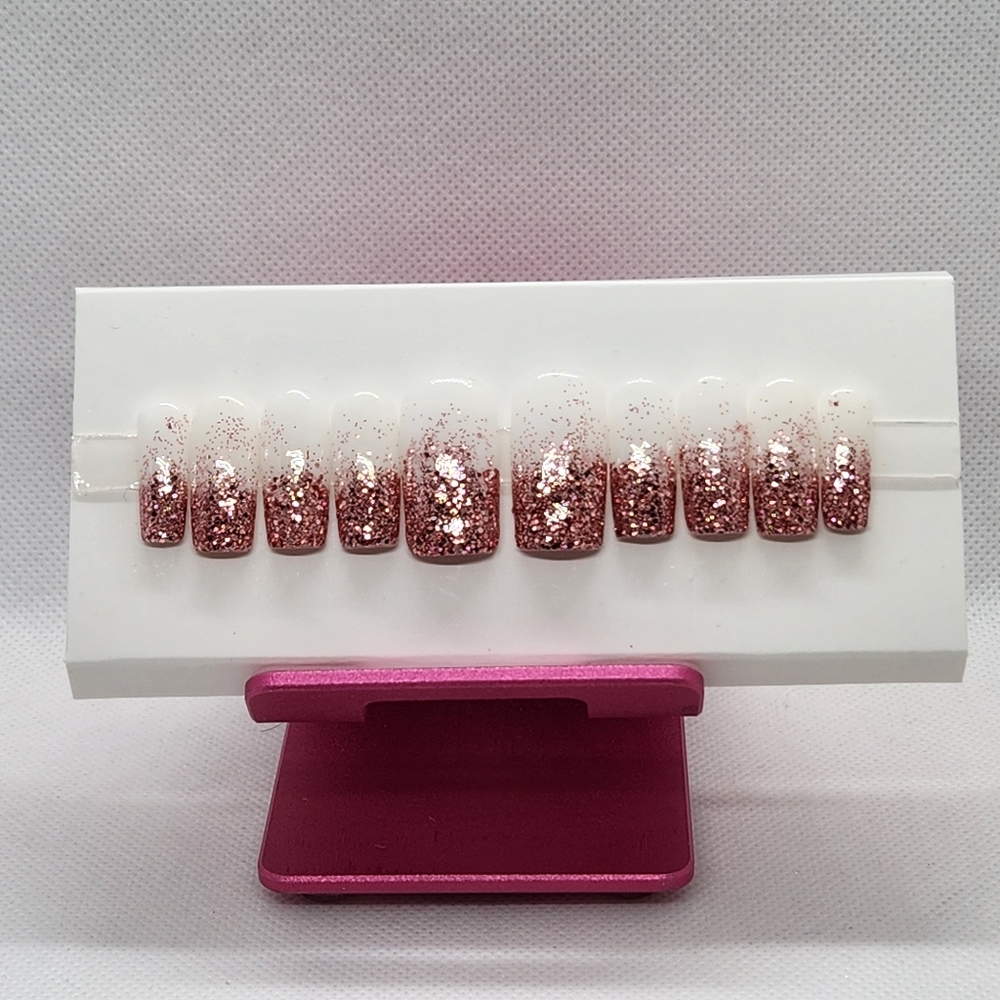 Pink Champagne Glitter Press-ons